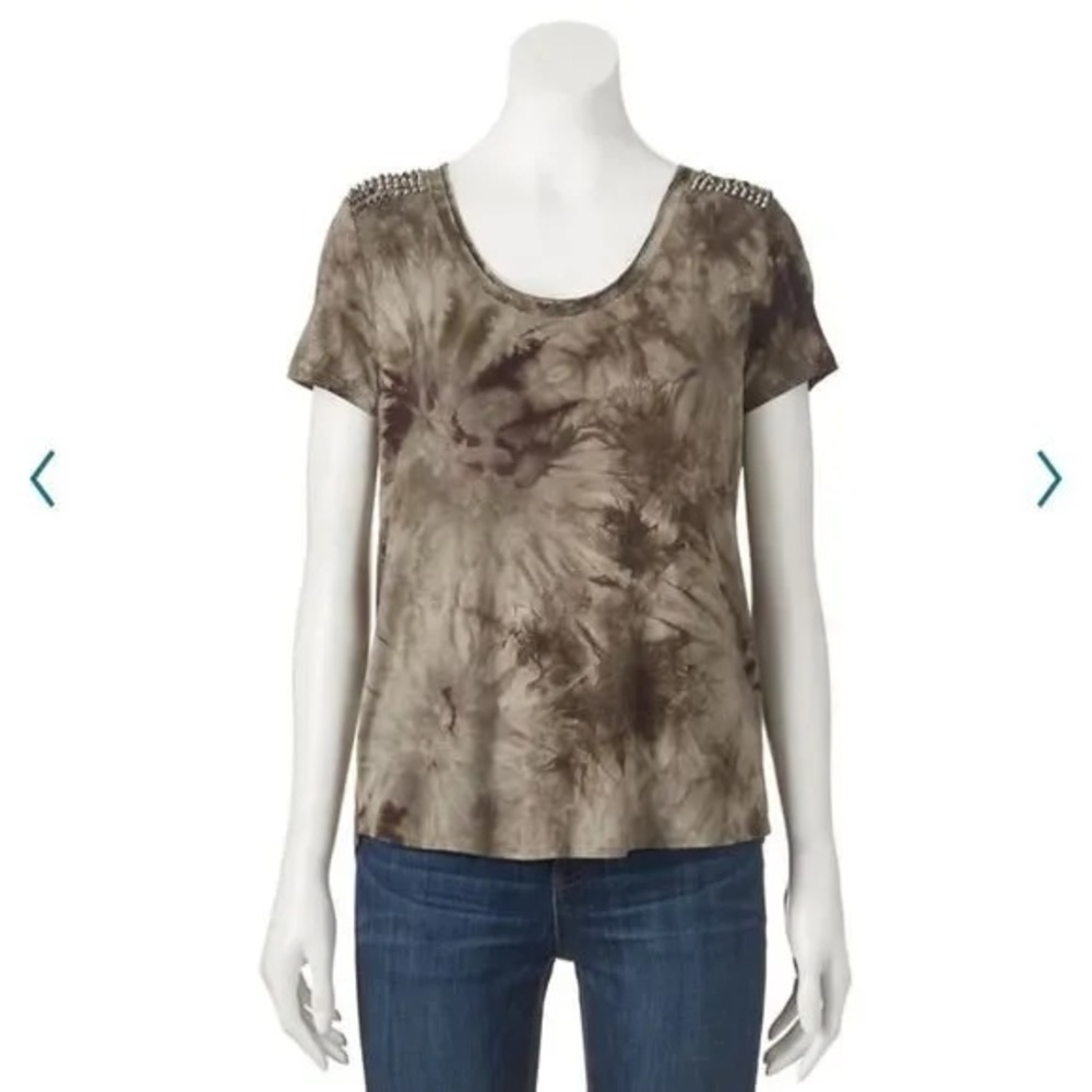 Rock & Republic Green Tie Dye Short Sleeve Top